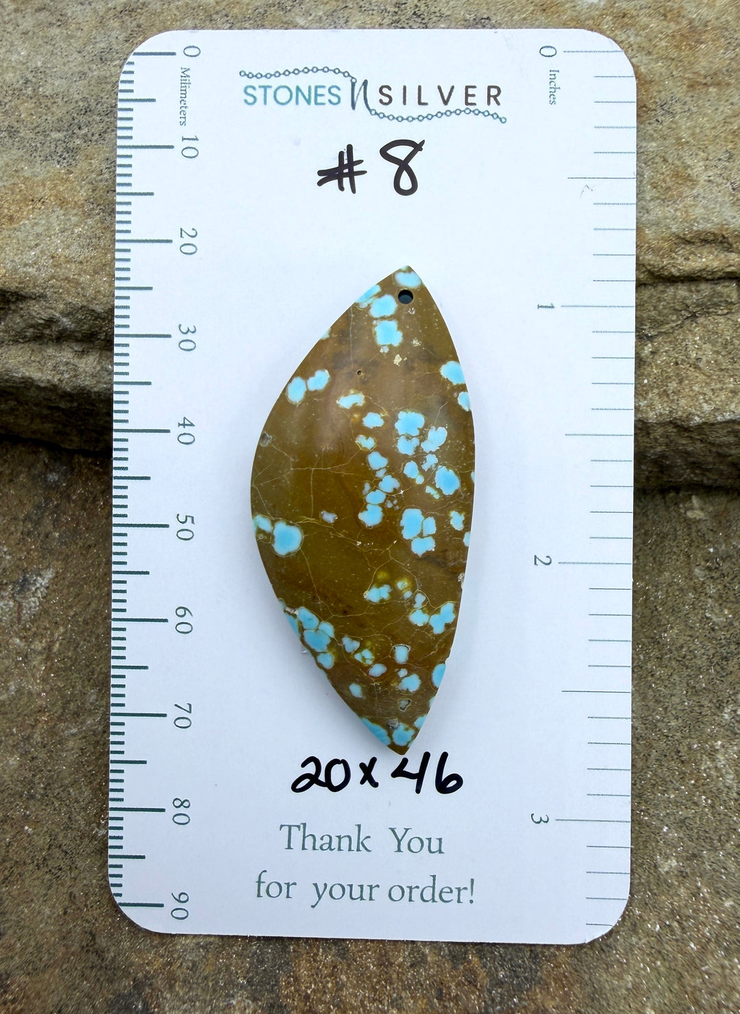 RARE Number 8 Turquoise (Nevada) Focal Pendant Bead 20x46mm