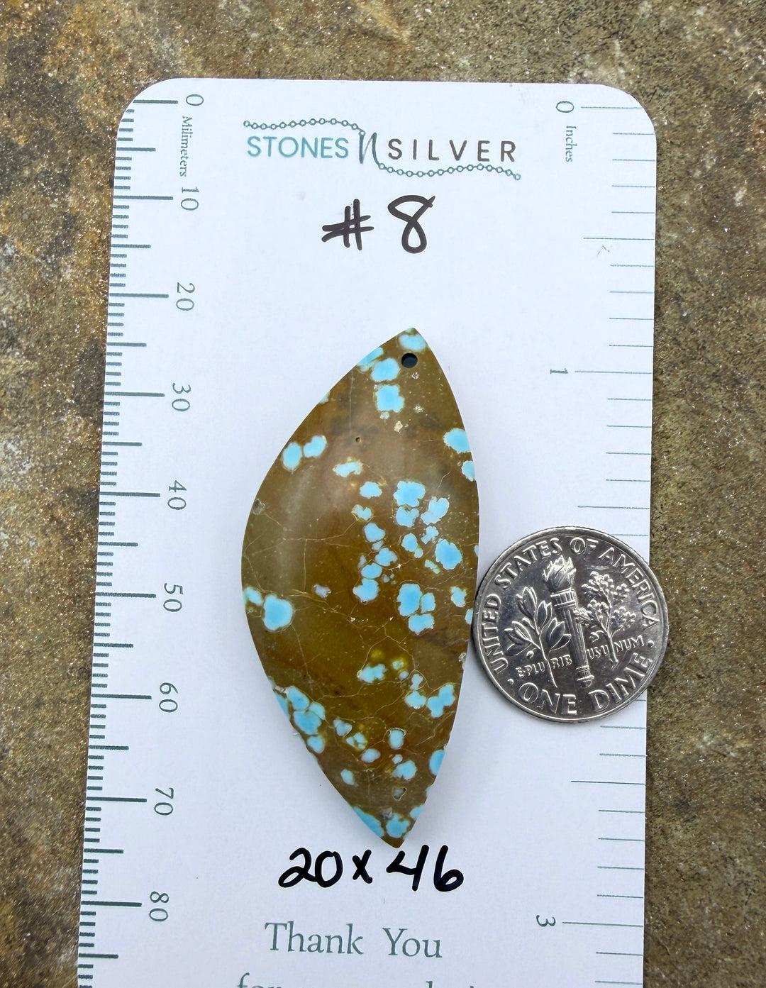 RARE Number 8 Turquoise (Nevada) Focal Pendant Bead 20x46mm