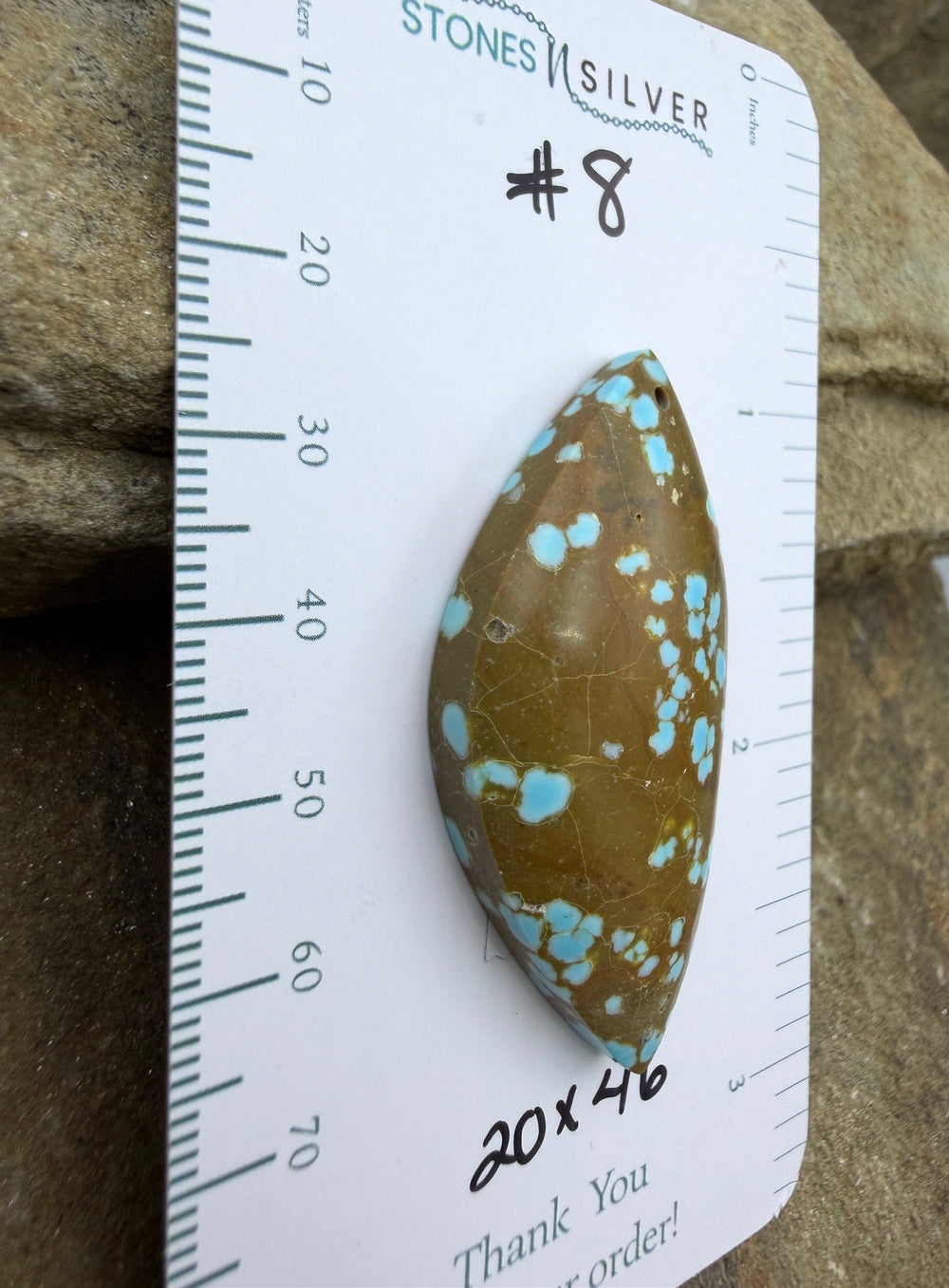 RARE Number 8 Turquoise (Nevada) Focal Pendant Bead 20x46mm