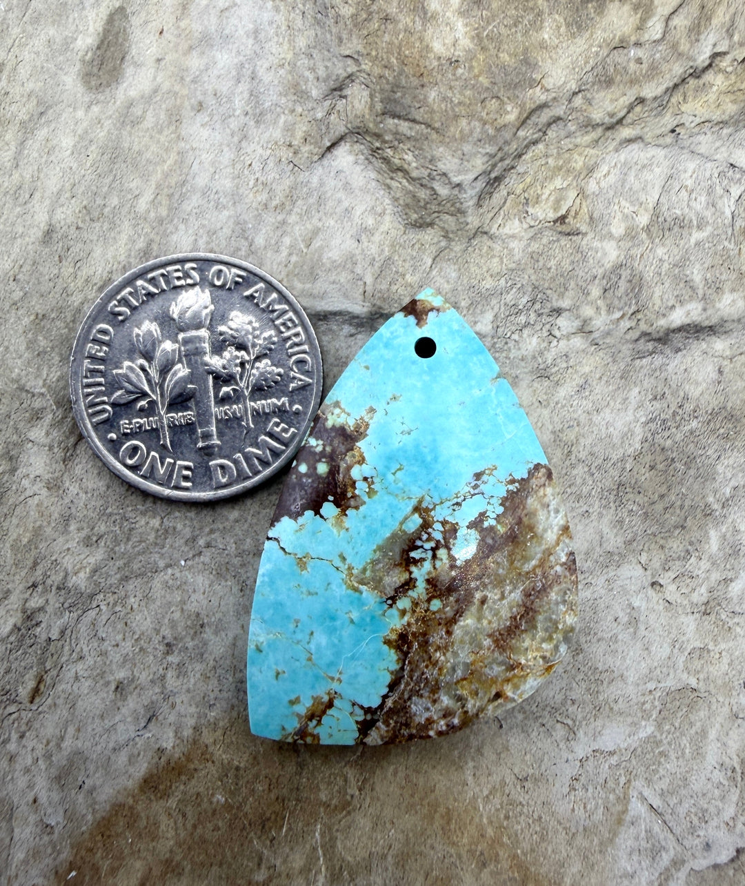 RARE Number 8 Turquoise (Nevada) Focal Pendant Bead 21x31mm