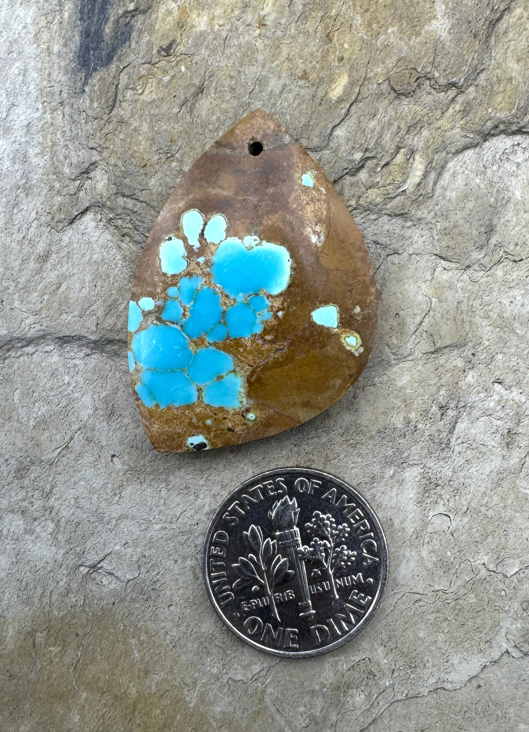 RARE Number 8 Turquoise (Nevada) Focal Pendant Bead 23x33mm