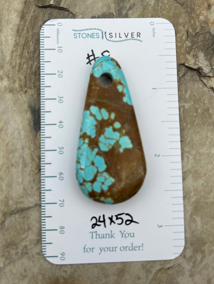 RARE Number 8 Turquoise (Nevada) Focal Pendant Bead 24x52mm