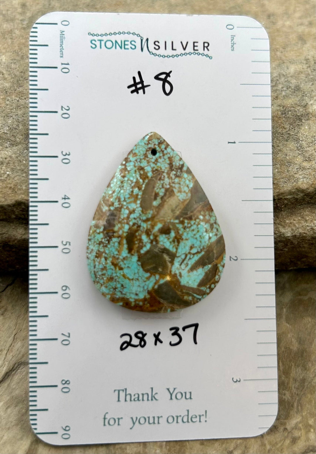 RARE Number 8 Turquoise (Nevada) Focal Pendant Bead 28x37mm