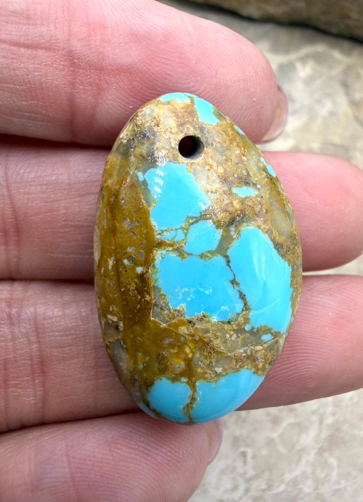 RARE Number 8 Turquoise (Nevada) Focal Pendant Bead (Large