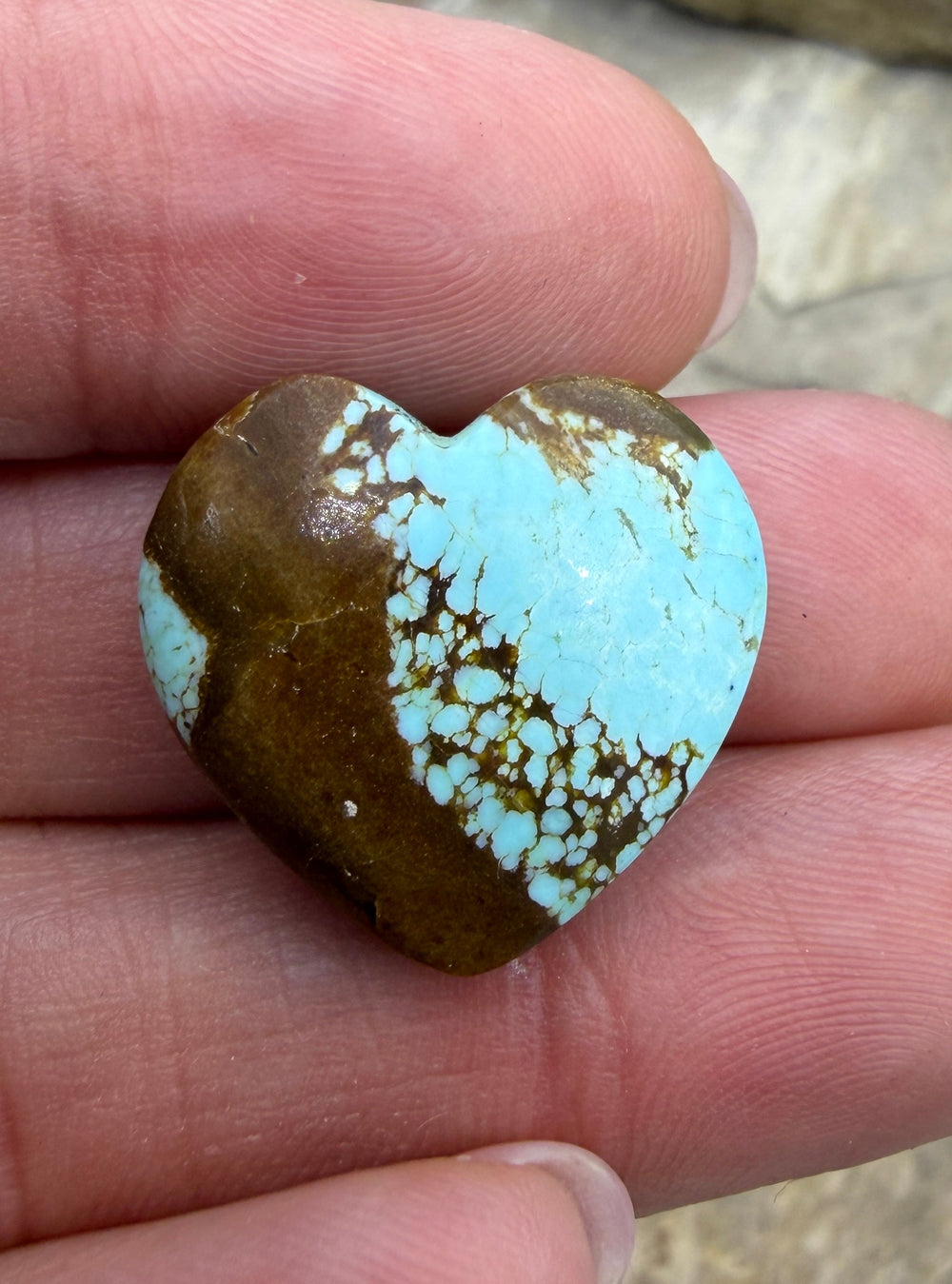 RARE Number 8 Turquoise (Nevada) Heart Shaped Focal Bead