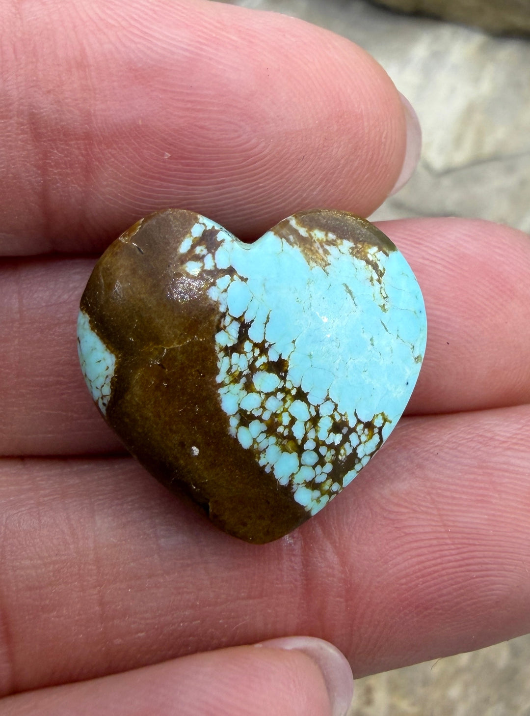 RARE Number 8 Turquoise (Nevada) Heart Shaped Focal Bead