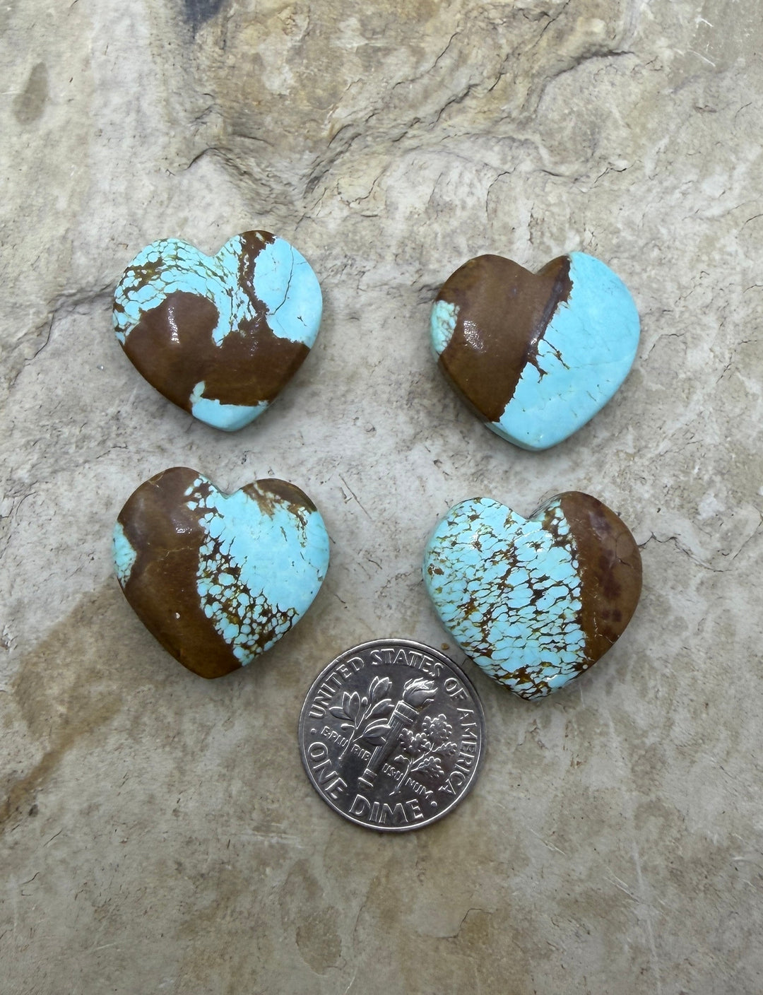 RARE Number 8 Turquoise (Nevada) Heart Shaped Focal Bead