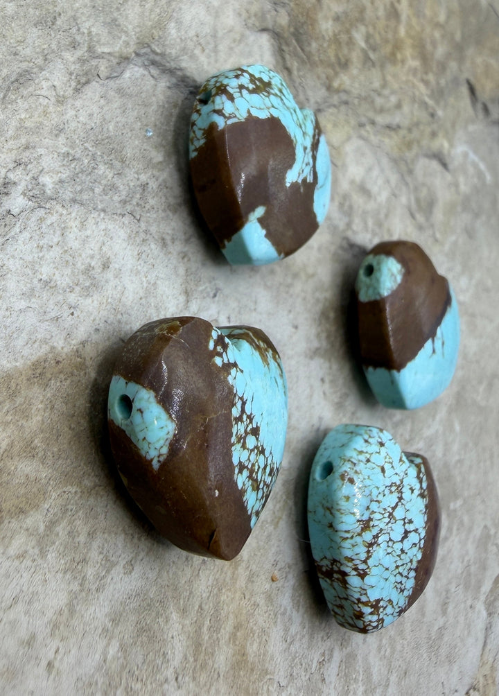 RARE Number 8 Turquoise (Nevada) Heart Shaped Focal Bead