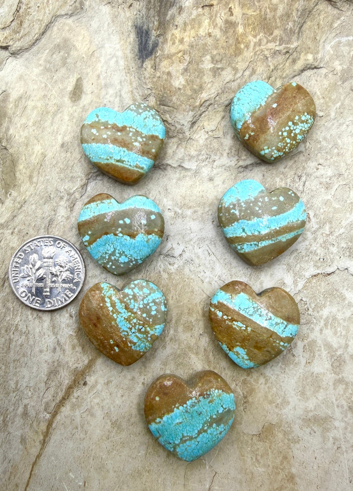 RARE Number 8 Turquoise (Nevada) Heart Shaped Focal Bead