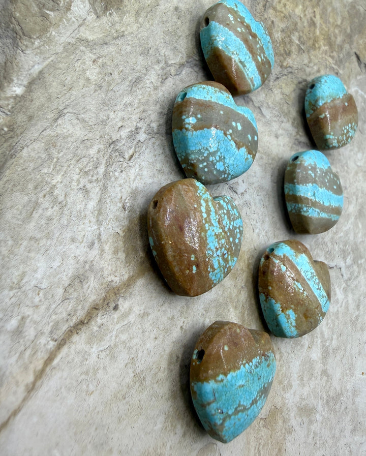 RARE Number 8 Turquoise (Nevada) Heart Shaped Focal Bead