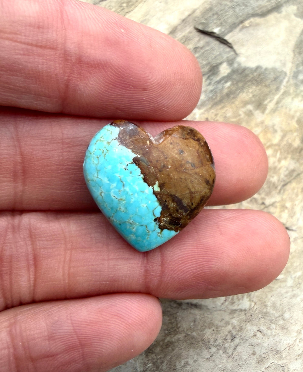 RARE Number 8 Turquoise (Nevada) Heart Shaped Focal Pendant