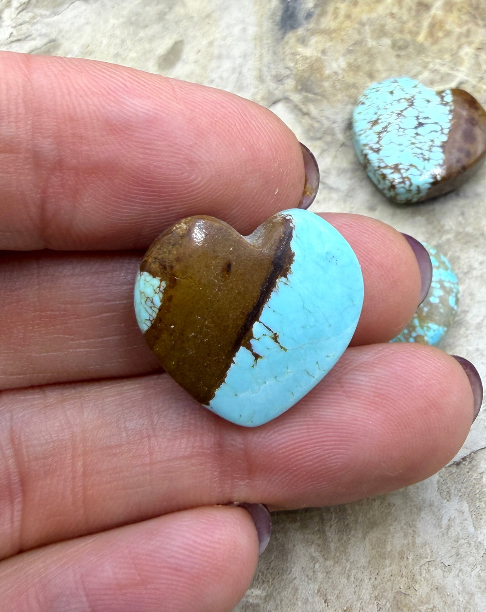RARE Number 8 Turquoise (Nevada) Heart Shaped Focal Pendant