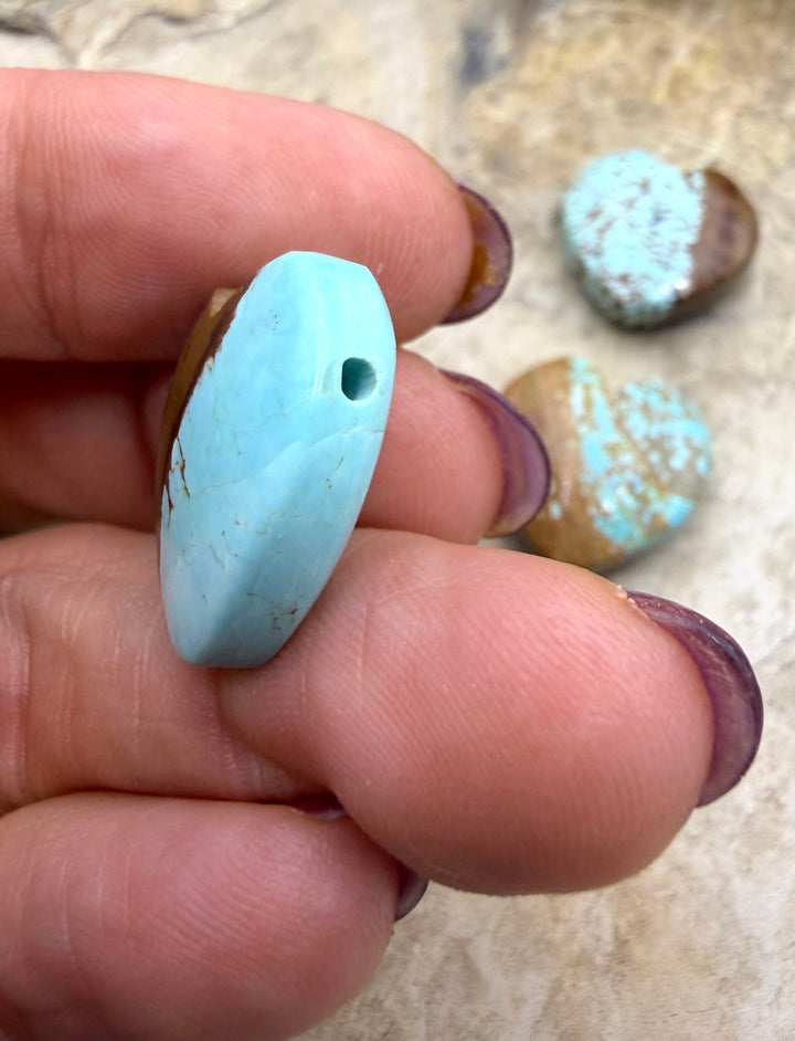 RARE Number 8 Turquoise (Nevada) Heart Shaped Focal Pendant