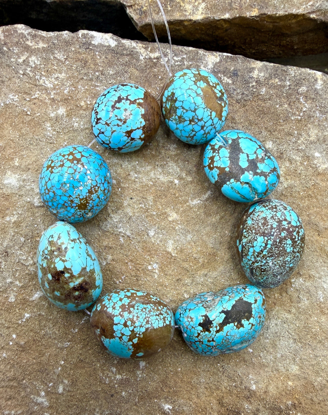 RARE Number 8 Turquoise (Nevada) HUGE Rounded Nugget Beads