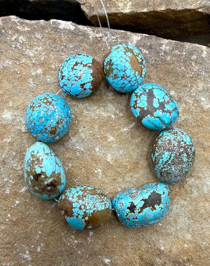 RARE Number 8 Turquoise (Nevada) HUGE Rounded Nugget Beads