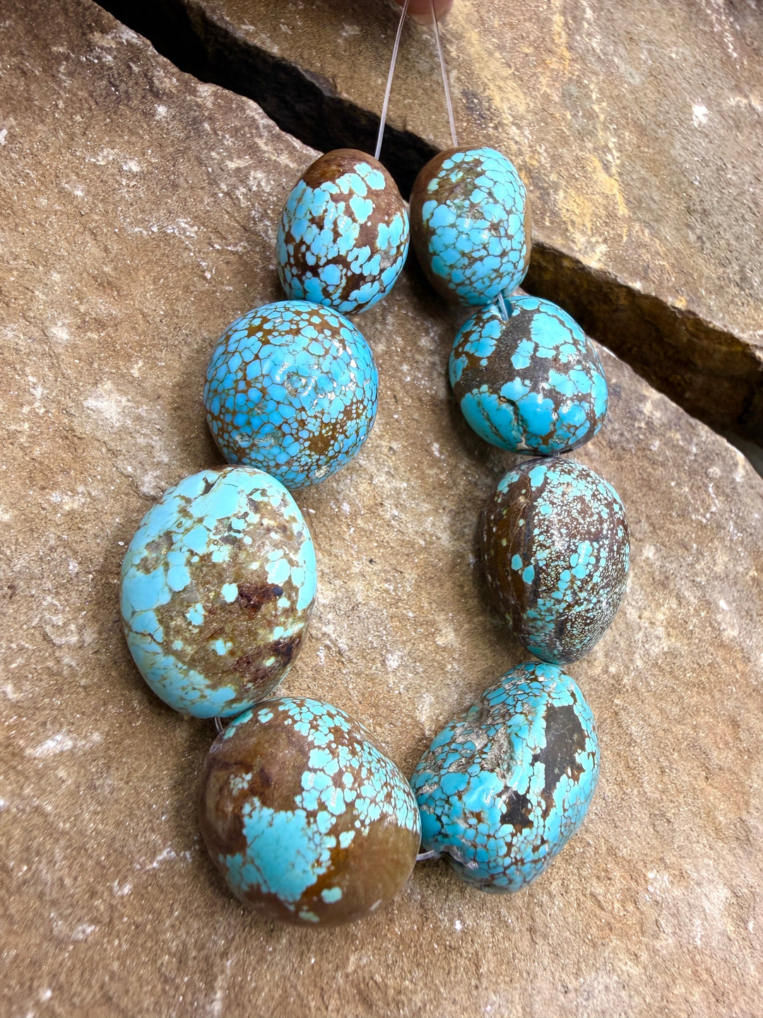 RARE Number 8 Turquoise (Nevada) HUGE Rounded Nugget Beads