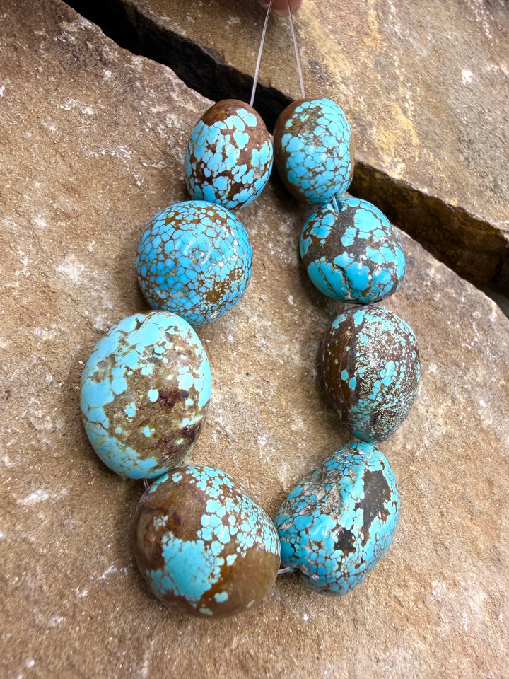 RARE Number 8 Turquoise (Nevada) HUGE Rounded Nugget Beads
