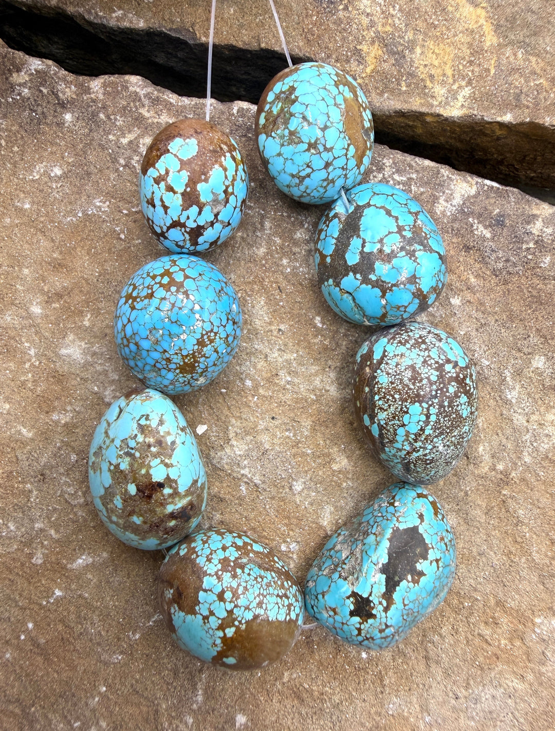 RARE Number 8 Turquoise (Nevada) HUGE Rounded Nugget Beads