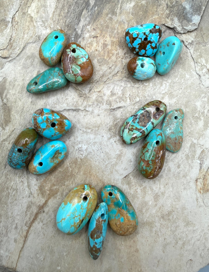 RARE Number 8 Turquoise (Nevada) Large Hole (2mm) 3 Bead