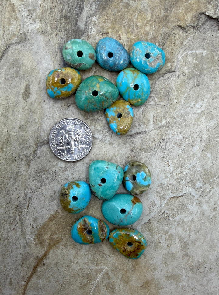 RARE Number 8 Turquoise (Nevada) Large Hole (2mm) Bead Sets