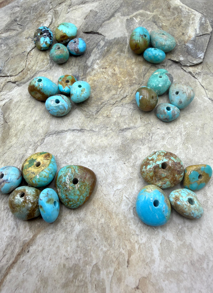 RARE Number 8 Turquoise (Nevada) Large Hole (2mm) Bead Sets