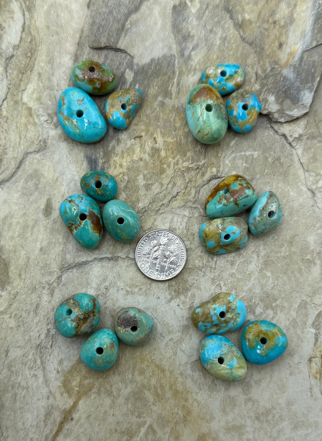 RARE Number 8 Turquoise (Nevada) Large Hole (2mm) Three