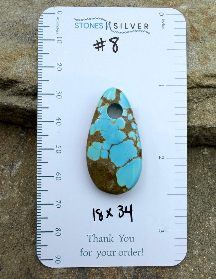 RARE Number 8 Turquoise (Nevada) (Large Hole) Focal Pendant