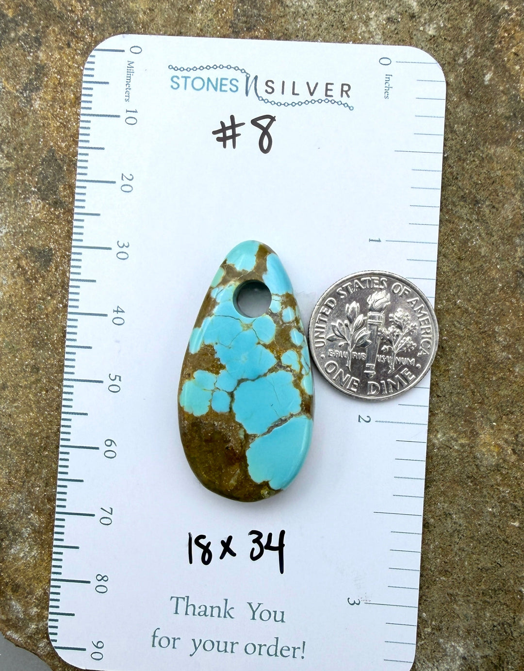 RARE Number 8 Turquoise (Nevada) (Large Hole) Focal Pendant