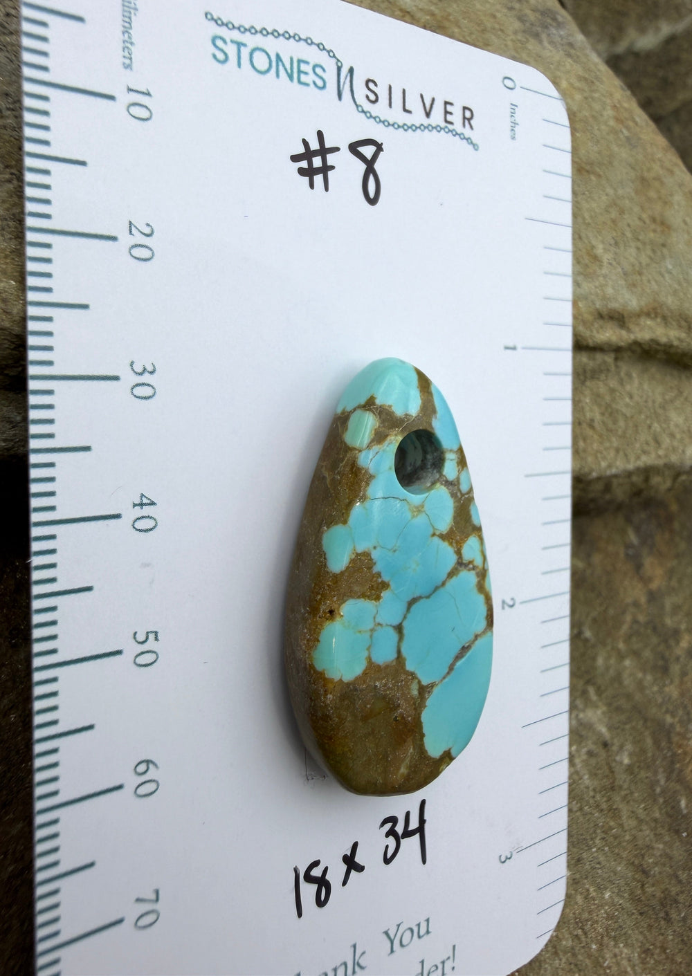 RARE Number 8 Turquoise (Nevada) (Large Hole) Focal Pendant
