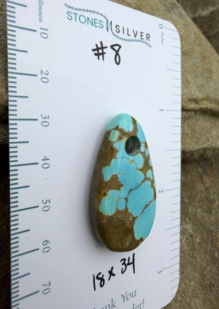 RARE Number 8 Turquoise (Nevada) (Large Hole) Focal Pendant