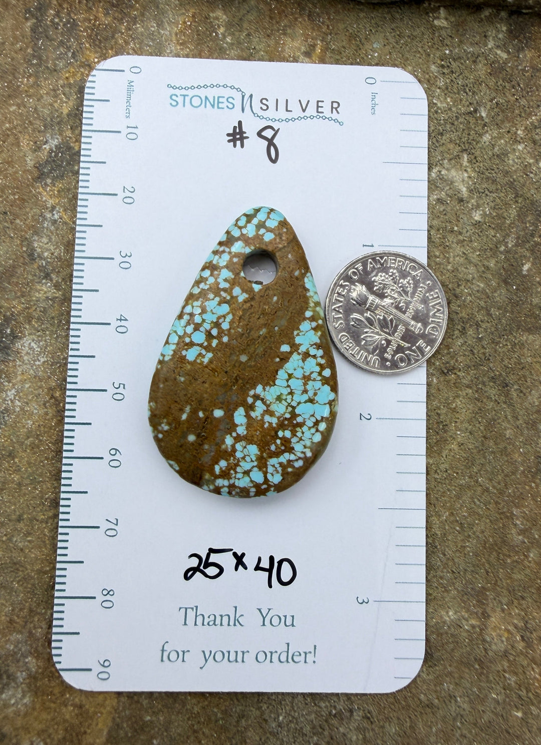 RARE Number 8 Turquoise (Nevada) (Large Hole) Focal Pendant