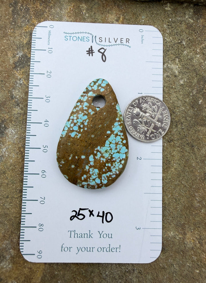RARE Number 8 Turquoise (Nevada) (Large Hole) Focal Pendant