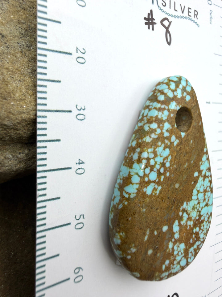 RARE Number 8 Turquoise (Nevada) (Large Hole) Focal Pendant