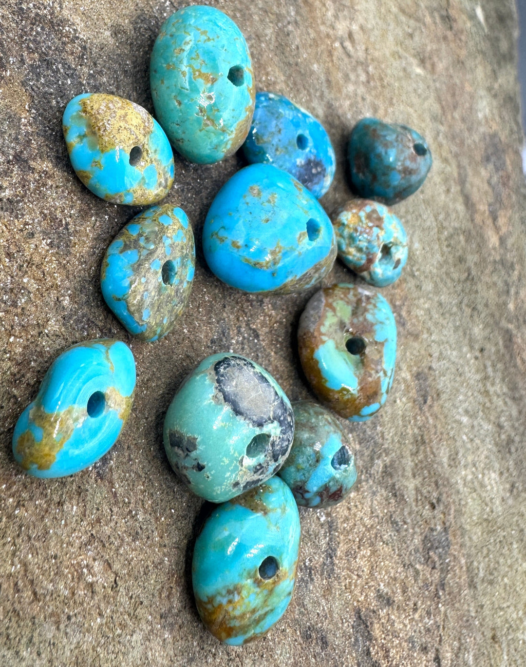 RARE Number 8 Turquoise (Nevada) LOT of 12 Large Hole Beads