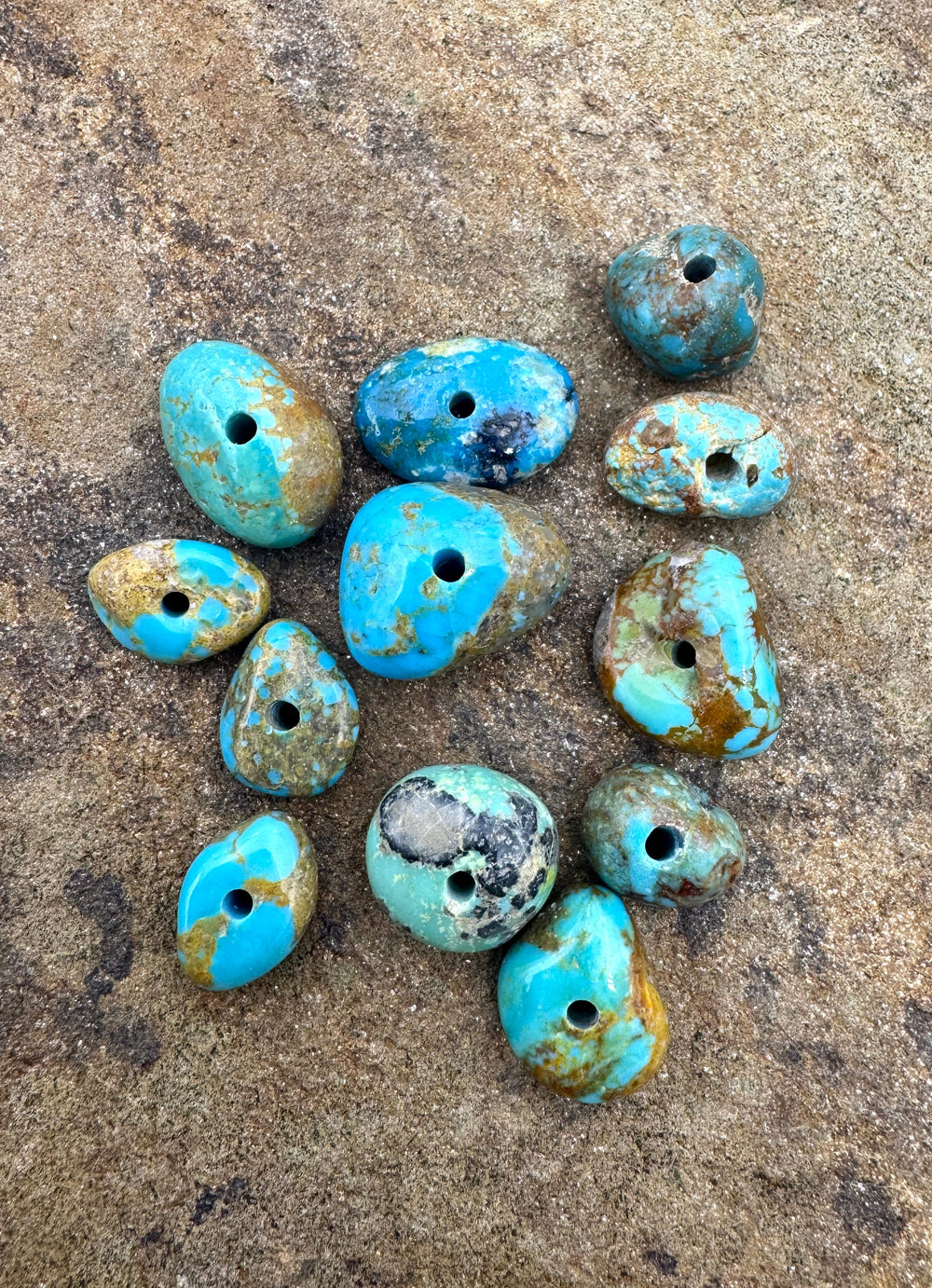 RARE Number 8 Turquoise (Nevada) LOT of 12 Large Hole Beads