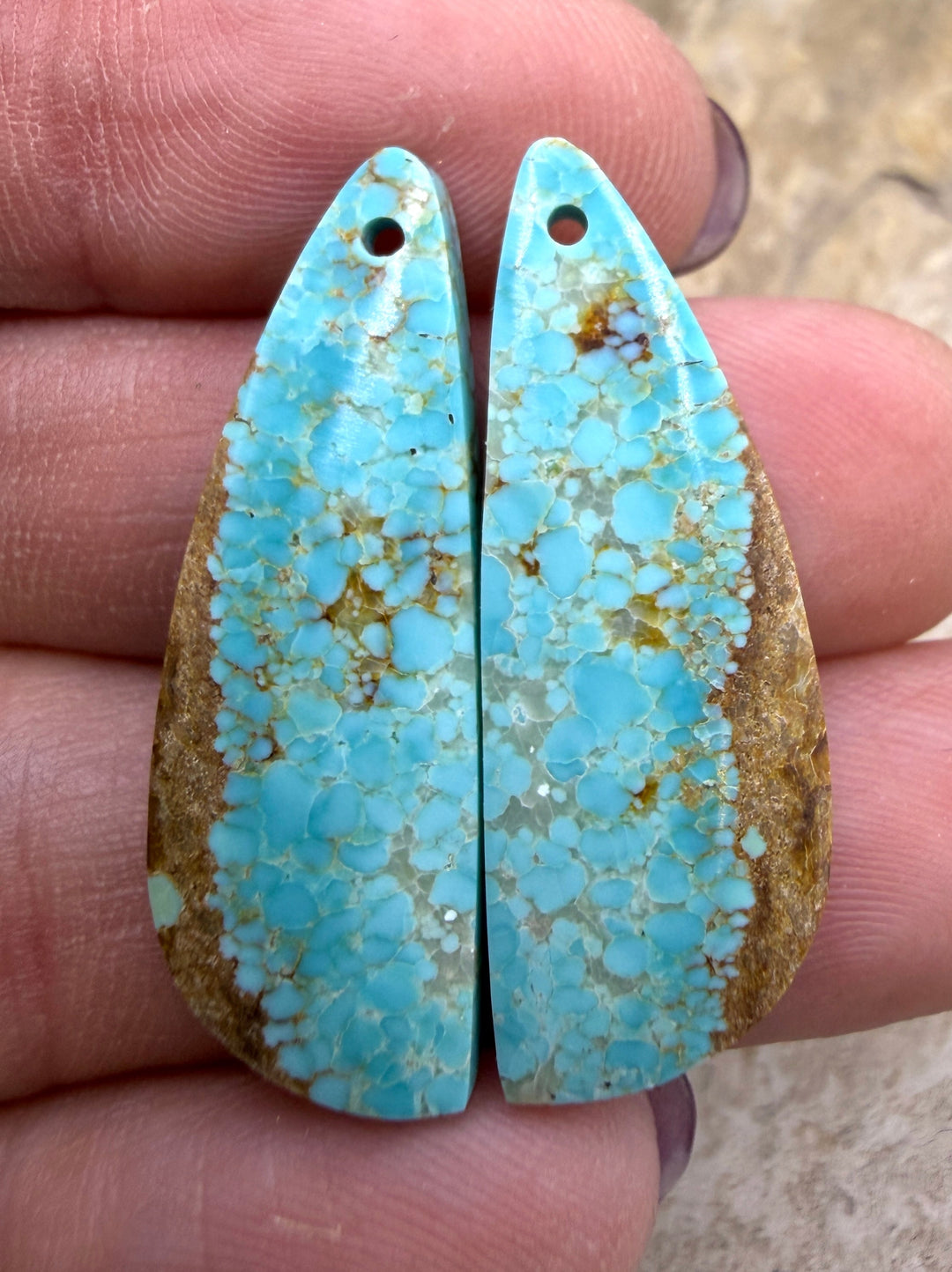 RARE Number 8 Turquoise (Nevada) Matching Earring Slab Bead