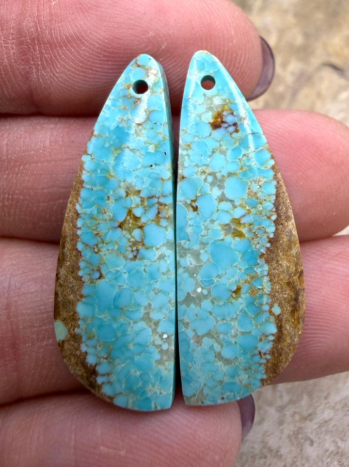 RARE Number 8 Turquoise (Nevada) Matching Earring Slab Bead