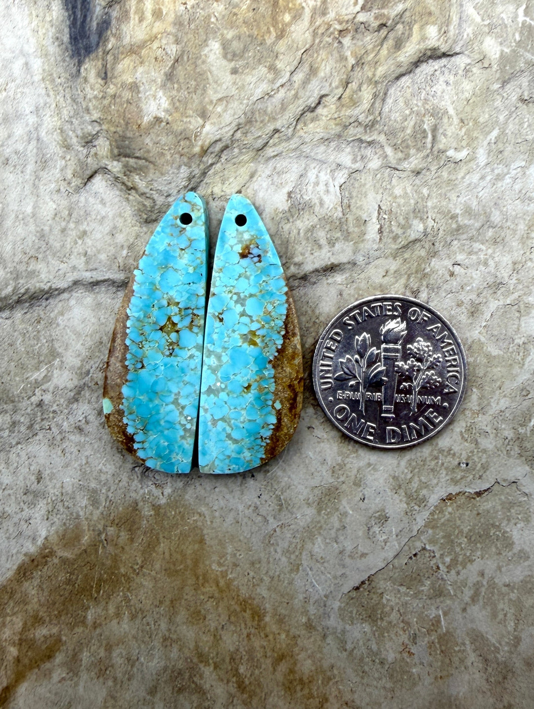 RARE Number 8 Turquoise (Nevada) Matching Earring Slab Bead