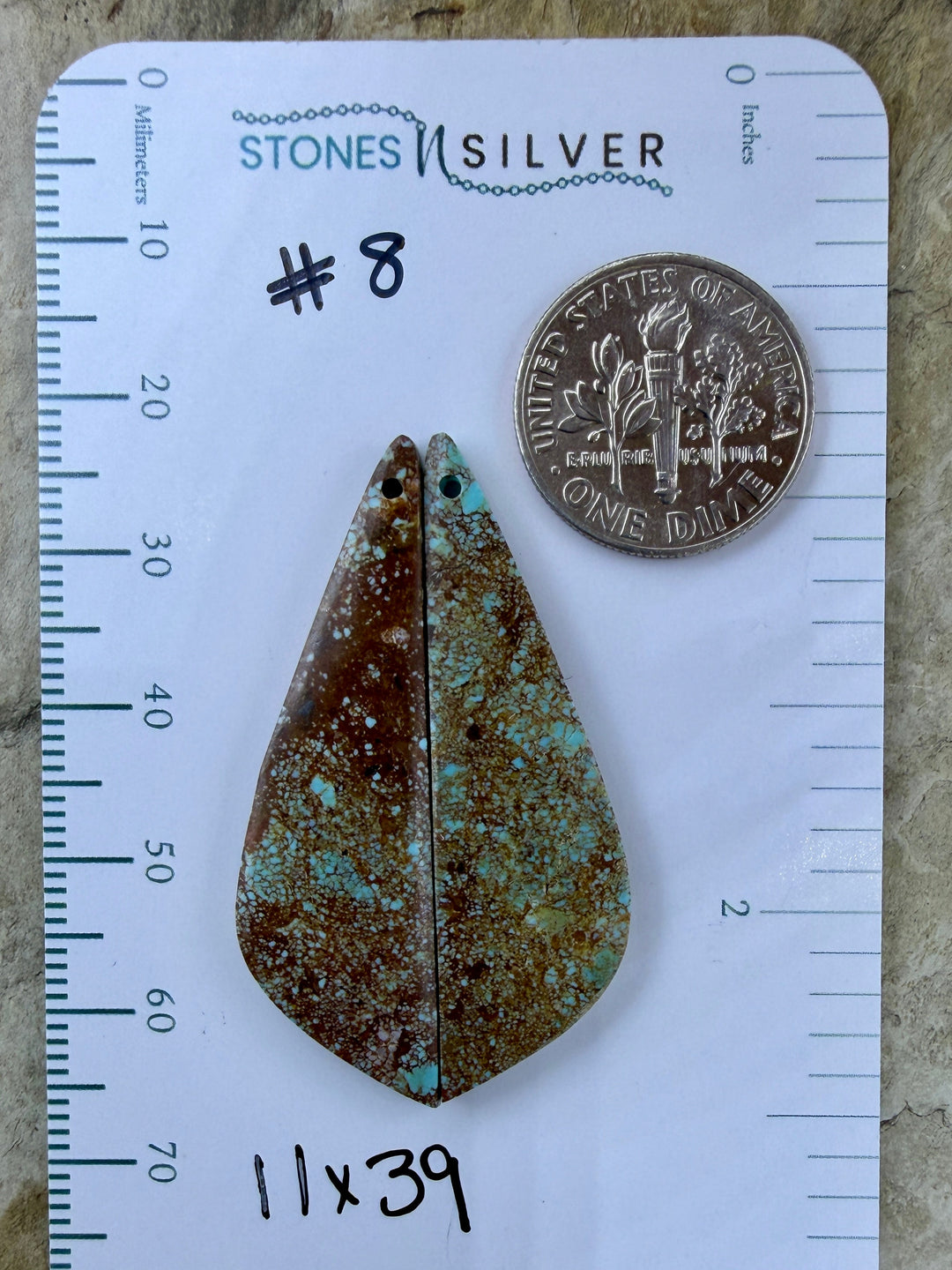 RARE Number 8 Turquoise (Nevada) Matching Earring Slab Bead
