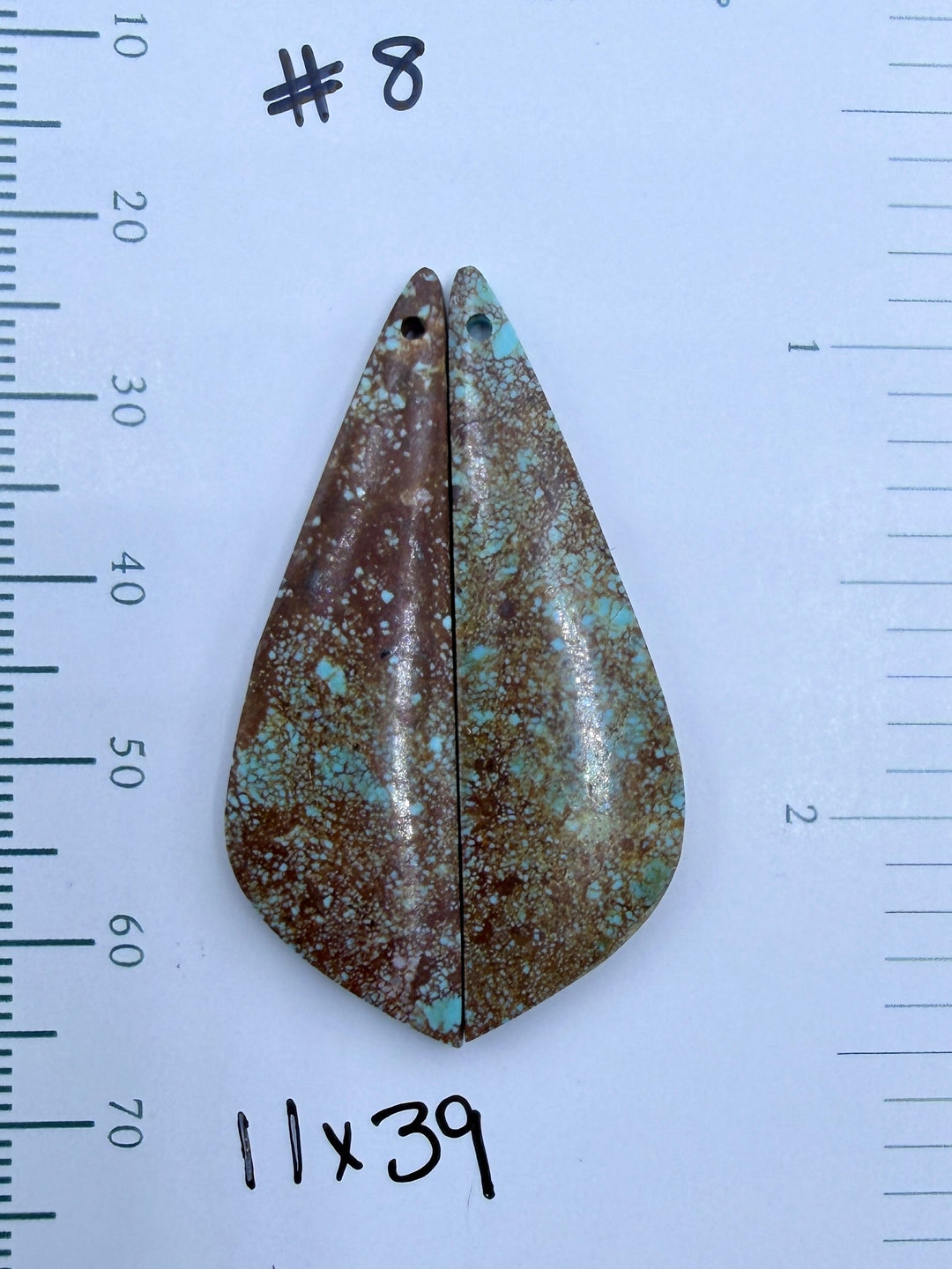 RARE Number 8 Turquoise (Nevada) Matching Earring Slab Bead