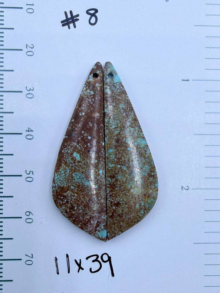 RARE Number 8 Turquoise (Nevada) Matching Earring Slab Bead