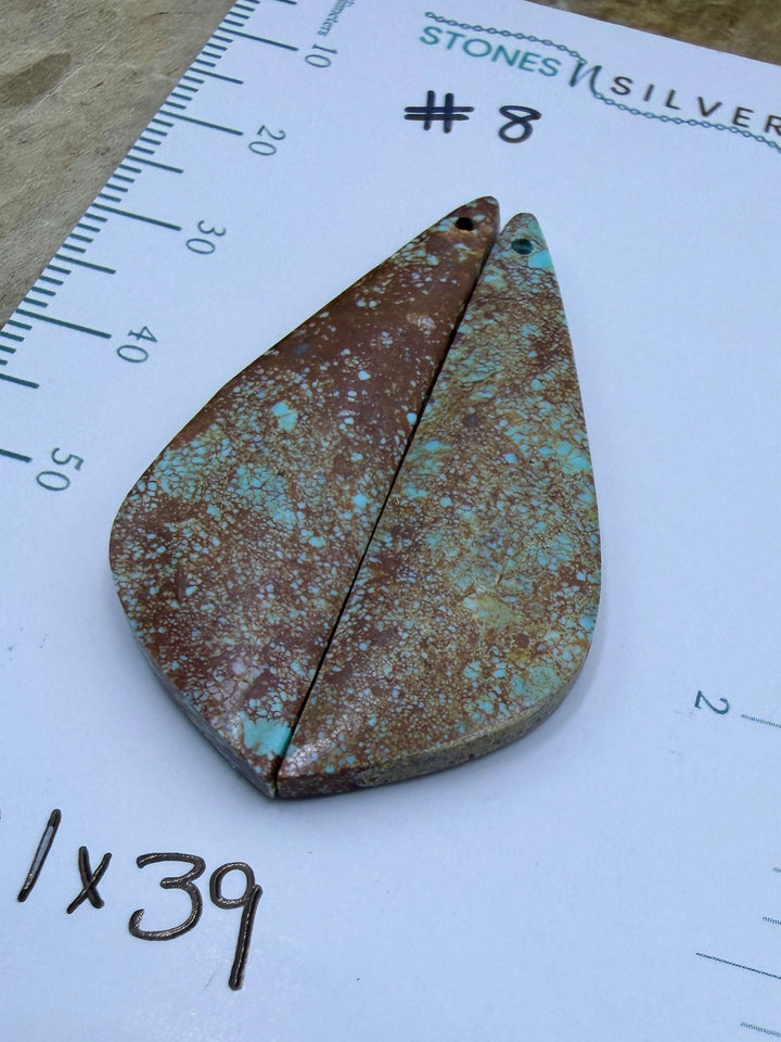 RARE Number 8 Turquoise (Nevada) Matching Earring Slab Bead