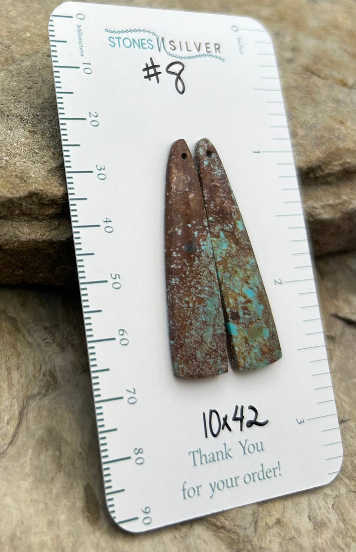 RARE Number 8 Turquoise (Nevada) Matching Earring Slab Bead