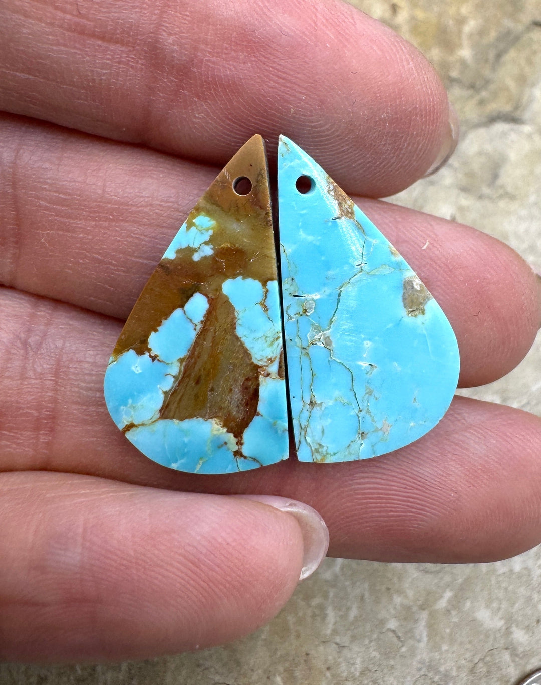 RARE Number 8 Turquoise (Nevada) Matching Earring Slab Bead