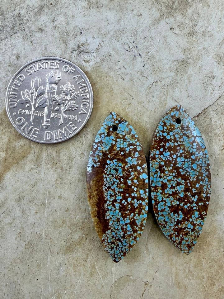 RARE Number 8 Turquoise (Nevada) Matching Earring Slab Bead