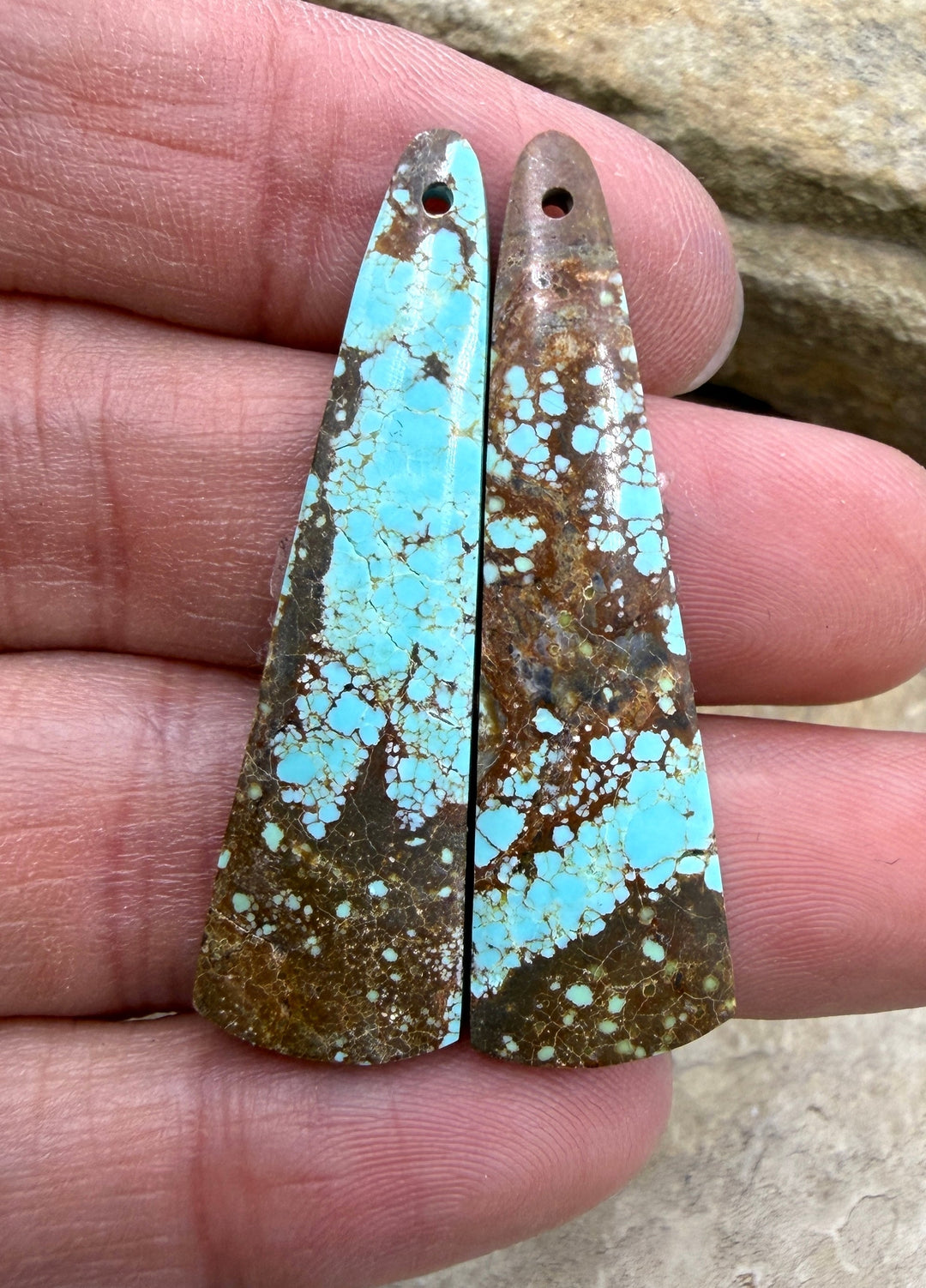 RARE Number 8 Turquoise (Nevada) Matching Earring Slab Bead