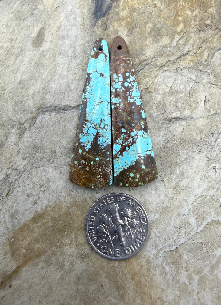 RARE Number 8 Turquoise (Nevada) Matching Earring Slab Bead