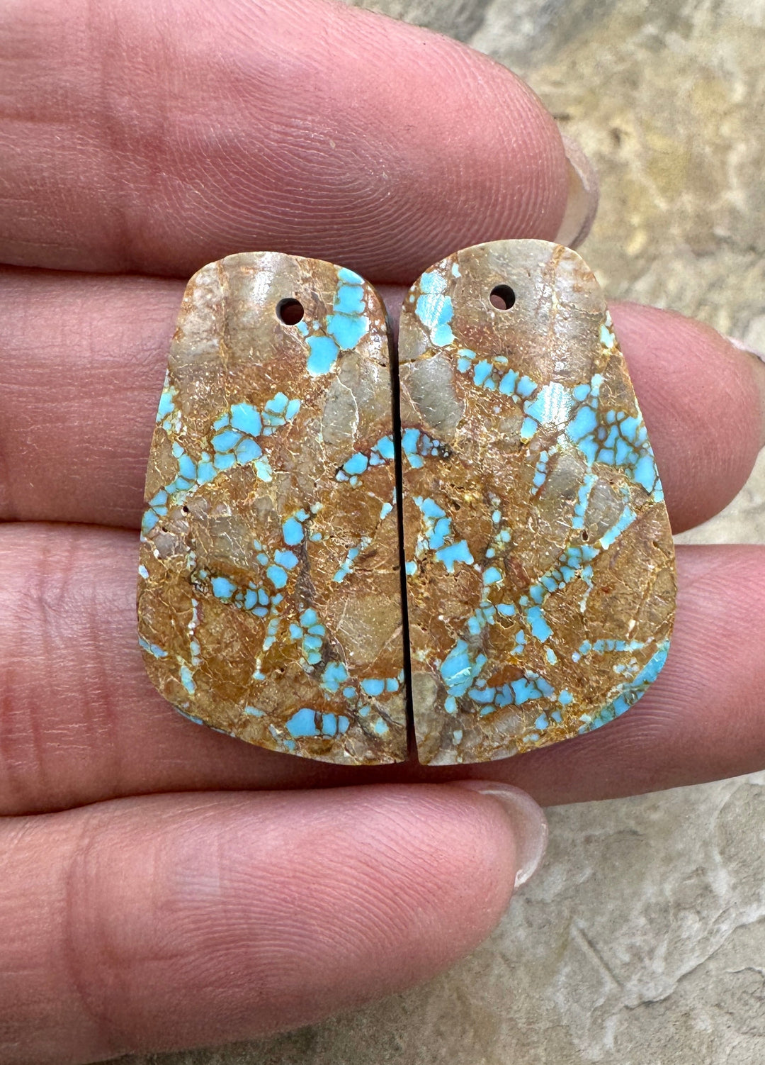 RARE Number 8 Turquoise (Nevada) Matching Earring Slab Bead