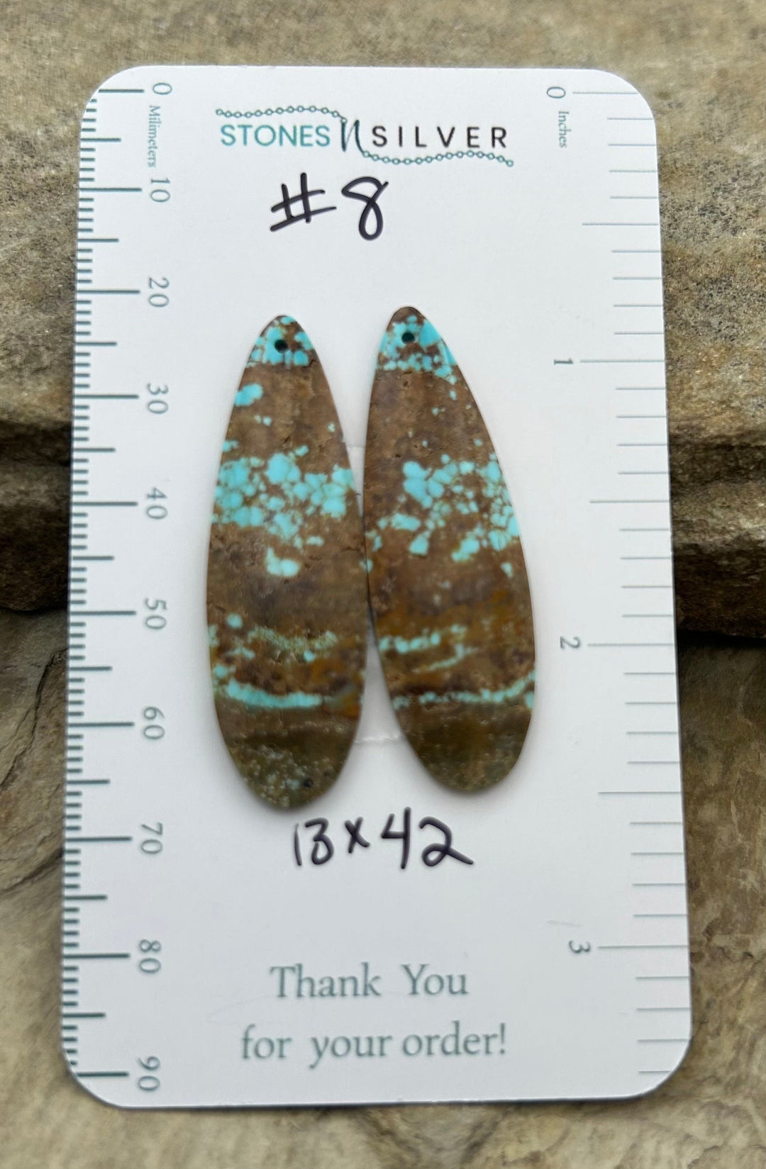 RARE Number 8 Turquoise (Nevada) Matching Earring Slab Bead