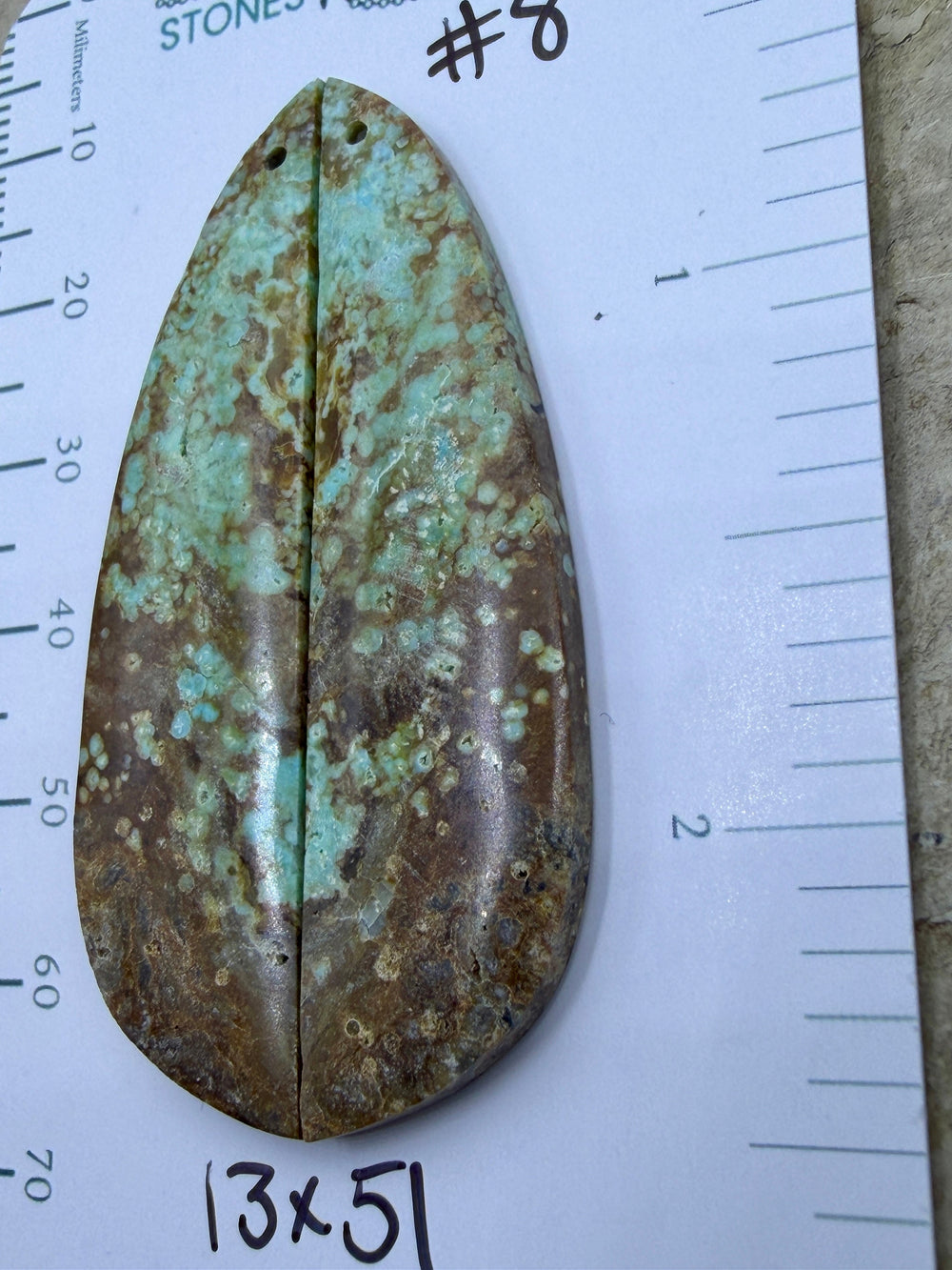 RARE Number 8 Turquoise (Nevada) Matching Earring Slab Bead